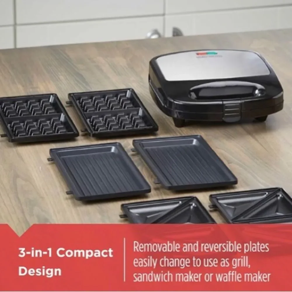 NEW - BLACK+DECKER 3-in-1 Morning Meal Station Waffle Maker and Grill